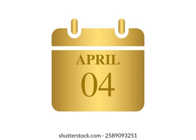 4 April calendar icon text page monthly web design on Golden and white background vector, icon, or illustration with the month of April 4