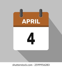 4 april calendar icon vector month date number illustration design
