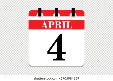Vector Icono del calendario del 4 de abril, ícono del calendario del mes de abril de 4 fechas, ícono del calendario del 4 de abril, ícono del calendario del Vector.