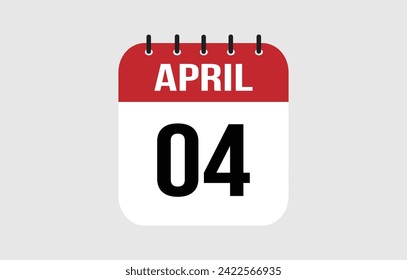 4 de abril Calendario. Ilustración del vector del calendario de abril.
