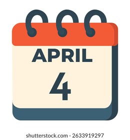 Vector del calendario del 4 de abril sobre fondo blanco
Calendario de Vector con fecha
