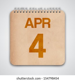 4 April on Old Notebook Vector 