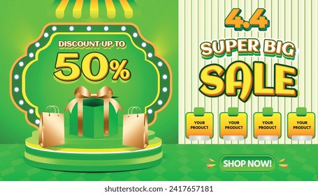 4 4 APRIL SUPER BIG SALE LOGO ICON SHAPE BADGE DISCOUNT 50 PERCENT