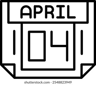 4 April Vector Icon Outline Stlye