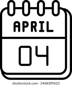 4 April Vector Line Icon Design