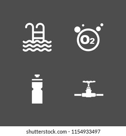 4 aqua icons in vector set. oxygen, water and water bottle illustration for web and graphic design