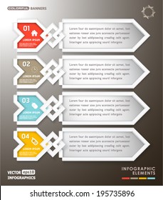 4 arabesque banners element of rows with arrow shaped tags
