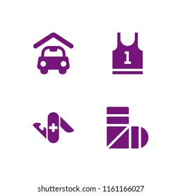 4 architecture icons in vector set. jersey, switzerland, plaster and carport illustration for web and graphic design