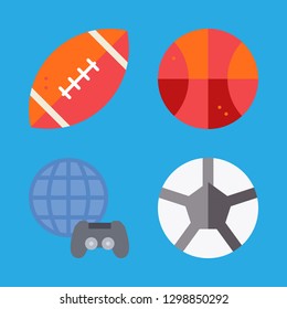 4 arena icons with basketball and american football in this set