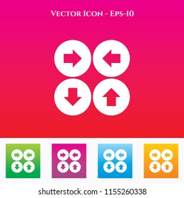 4 Arrow Icon in Colored Square box. eps-10