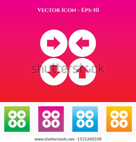4 Arrow Icon in Colored Square box. eps-10