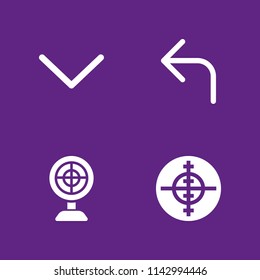 4 arrow icon set with aim, down arrow and turn left vector illustration for graphic design and web