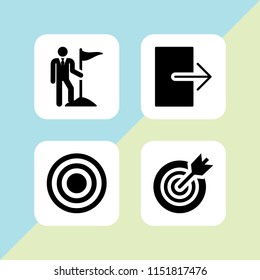 4 arrow icons in vector set. target, bullseye and exit illustration for web and graphic design