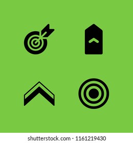 4 arrow icons in vector set. bullseye, target and chevron illustration for web and graphic design