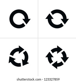 4 arrow pictogram refresh reload rotation loop sign set. Volume 03. Simple black icon on white background. Modern mono solid plain flat minimal style. Vector illustration web design elements 8 eps - Shutterstock ID 123327859