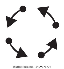  4 flecha pictograma refrescar recargar rotación bucle conjunto de signos. Volumen 02. Icono negro simple sobre fondo blanco. Moderno mono sólido plano estilo minimalista. Elementos de diseño web de ilustración vectorial 8