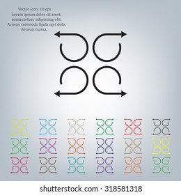 4 arrow pictogram refresh reload rotation loop sign set