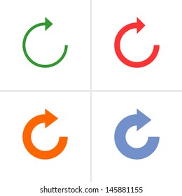 4 arrow sign rotation reset reload refresh pictogram set 05. Simple color icon on white background. Mono solid plain flat minimal style. Vector illustration web design elements 8 eps