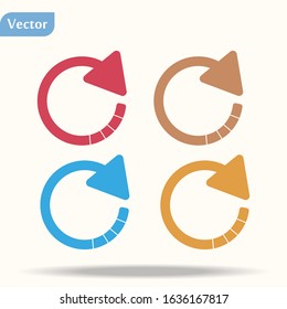 4 arrow sign rotation reset reload refresh pictogram set 01. Simple color icon on white background. Mono solid plain flat minimal style. Vector illustration web design elements