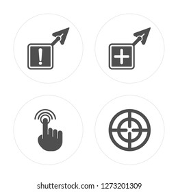 4 Arrow, Tap, Target modern icons on round shapes, vector illustration, eps10, trendy icon set.