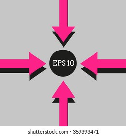 4 arrows pointing to the center(vector eps10)pink