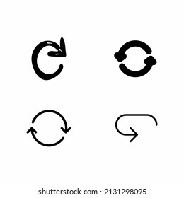 4 arrows reload refresh rotation circle pictogram. Set of 02. Simple black icons on a white background. Modern plain plain flat flat minimalist style. Vector illustration web design elements save in 8