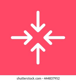 4 Arrows white icon on magenta color background. Eps-10.