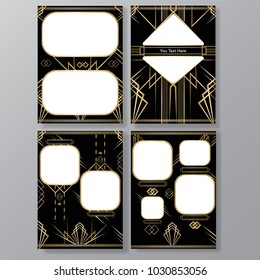 4 Art Deco A4 , frames for text, photo, menu, cards , flayers ,invitations , web and print decoration set.