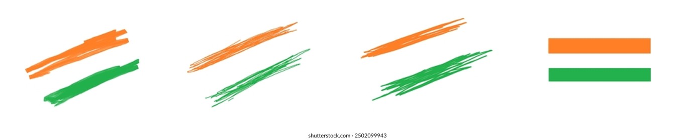 4 artwork of a high-quality vector illustration of the Tiranga(Flag Name), the national flag of India. This design features the tricolor stripes of saffron, white, and green.