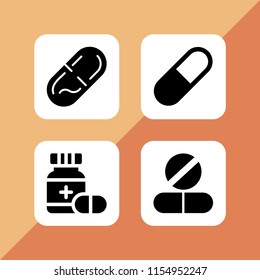 4 aspirin icons in vector set. pill illustration for web and graphic design