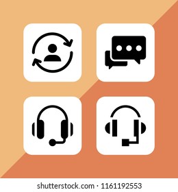 4 assistant icons in vector set. support and headset illustration for web and graphic design