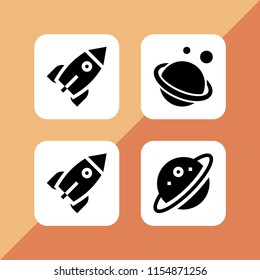 4 astronaut icons in vector set. space, planet and rocket illustration for web and graphic design