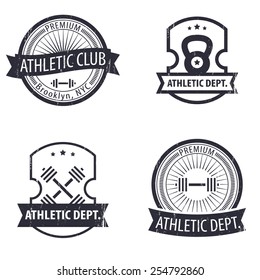 4 Athletic Dept., Club grunge emblems vector illustration, eps10, easy to edit