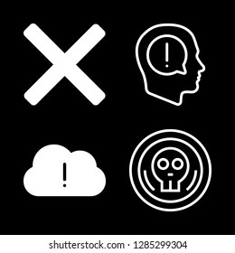 4 attention icons with exclamation and cross sign in this set