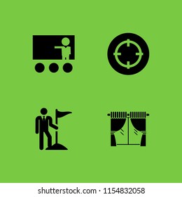 4 audience icons in vector set. curtain, target and class illustration for web and graphic design