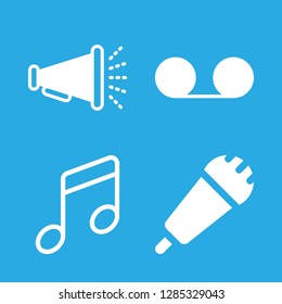 4 audio icons with megaphone and microphone in this set