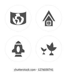 4 Augmented reality, Jetpack, Smart house, Incubator modern icons on round shapes, vector illustration, eps10, trendy icon set.