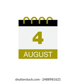 4 august calendar date icon vector eps