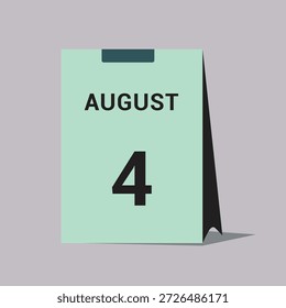 4 august calendar date icon minimal desk calendar vector illustration