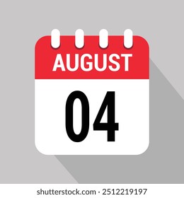 4 august calendar icon vector object design number