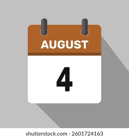 4 august calendar icon vector month date illustration design