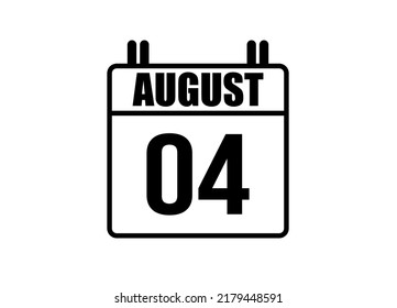 Calendario del 4 de agosto. Simple página de calendario para el mes de agosto. Vector negro sobre fondo blanco.