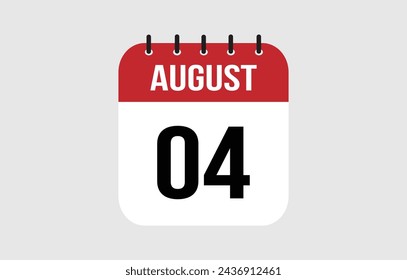 4 August Calendar. August Calendar Vector Illustration.