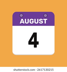 4 august calender icon text page monthly web design.