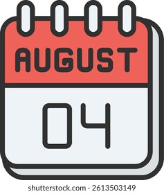 4 August Outline Filled Style Icon