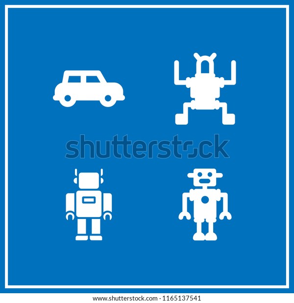 4 automation vector icon set with robot\
and automobile icons for mobile and\
web