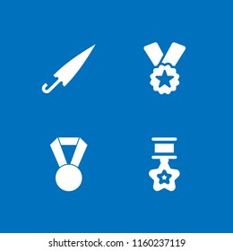 4 award icons in vector set. prize, medal, umbrella and ribbon badge award illustration for web and graphic design