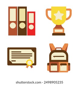 4 Back to School Vector Color Icon Pack and Element