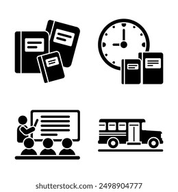 4 Back to School Vector Glyph Icon Pack and Element