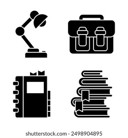 4 Back to School Vector Glyph Icon Pack and Element